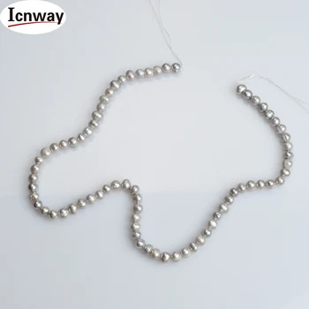 Naravni baročno sivo Sladkovodnih Biserov 5-6 mm 15inches DIY ogrlico, zapestnico, uhane ping na Debelo
