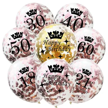 10pcs Rose Zlata Konfeti Balone iz Lateksa paillette Baloni 18 21 30 40 Happy Birthday Balon Poročno Dekoracijo Stranka Dobave