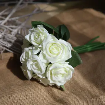 27 cm visok Simulacije vrtnice zveze Umetno cvetje šopek za poroke, poročne ima cvetje doma dekor cvetlični aranžma