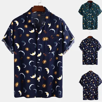 2020 Poletje, Mens Hawaiian Beach Majico Natisnjeno Znižuj Ovratnik, Kratkimi Rokavi Priložnostne Majice Počitnice Počitnice Obleka, Srajca#1