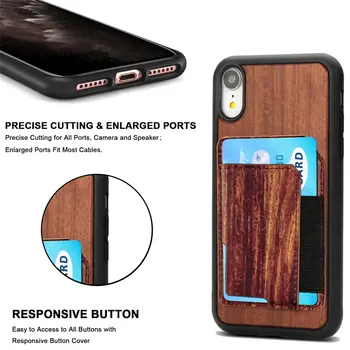 Magnetne Kovine Masivnega lesa+PC+TPU Card Slot Ohišje Za iPhone 12 11 Pro XS Max XR X 8 7 6 Plus Zaščitni Pokrov Nazaj