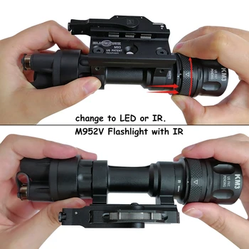 Taktično Svetilko Izboljšano M952 12V LED IR Svetlobe 400 Lumnov z QD M93 Gori Orožje Svetlobe Za Puško In SMG Bela IR Izhod