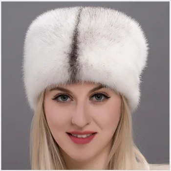 Krzno Vedro Klobuk Ruske Sovjetske Toplo Priložnostne Bele Kape Luksuznih Modnih Pravi Mink Krzno Lady Klobuki, Zimski Rusija Krzna