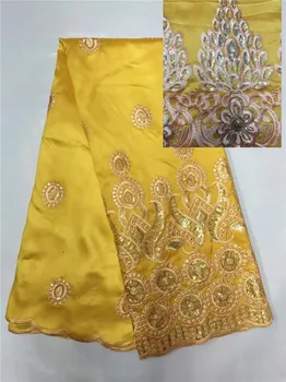 Najnovejše Priljubljenih Modelov vijolično Bleščica Tkanine 5 Metrov Afriške Čipke Tkanine Visoke Kakovosti george čipke tkanina za ženske Rumena