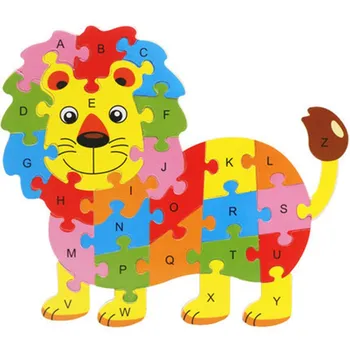 Angleščina Učenje Abecede Puzzle Igrače za Otroke Spoznavanja Živali Risanka Otroška Lesena Razsvetljenje 26 Črk Izobraževalne Igrače