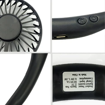 USB Prenosni Ventilator Hladno Fan Proste Roke, Vrat Fan Visi Polnilna Mini Športni navdušenec, 3 hitrosti Nastavljiv Vratu Dual Fan Home Office
