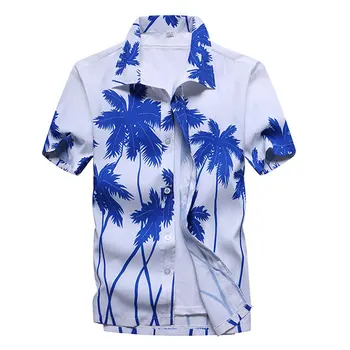 Mens Poletje Moda Hawaiian Beach Majica Blagovne Znamke Slim Fit Kratek Rokav Cvetlični Priložnostne Srajce Počitnice Stranka Obleko Camisa Hawaiana