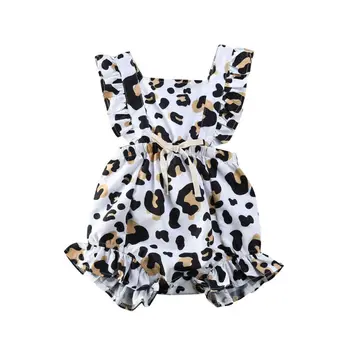 Pudcoco 2020 Novih 0-18 M Newborn Baby Dekleta, igralne obleke Poletje brez Rokavov Leopard Tiskanja Ruffle Romper Jumpsuits Oblačila
