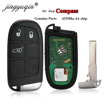 Jingyuqin Originalne Dele Smart Remote kontrolno Tipko za Jeep Compass 433Mhz 4A Original brez ključa 3 Gumbi