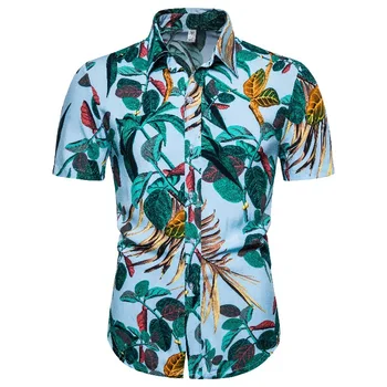 Mens Priložnostne Hawaiian Majica 2020 Poletje Kratek Rokav Tiskane Majice za Moške Ulične Obleka, Srajca Homme