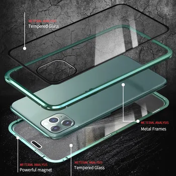 Magnetni Zasebnosti Steklo Ohišje za iPhone 11 XR XS Primeru Anti-Spy Magnet 360 Zaščitna torbica za iPhone 11 Pro 7 8 12 Pokrov