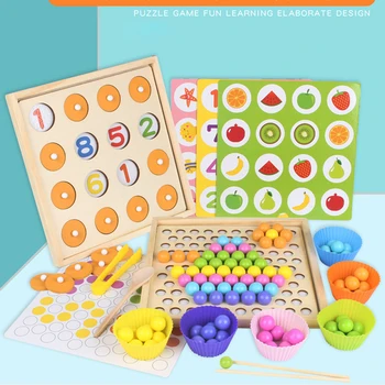 2 v 1 Zgodnjega Učenja Pomnilnik Šah Posnetek Kroglice Igre za Otroke 3 Let Montessori Izobraževalne Lesene Igrače za Otroke
