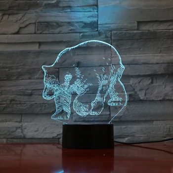 Polarni medved 3D Lučka Otrok razsvetljavo LED Nočna Lučka 7 Barv Spreminjanje Metakrilat tablice Dotik, Občutek Lamparas Akril Obrti