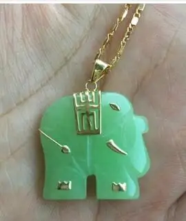 Brezplačna dostava >>@>> VROČE Lepe lepe zelene Naravnega kamna ženska slon, ogrlico, Obesek brezplačno verige