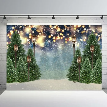 Božič Fotografija Kulise Pozimi Sneg Flash Bokeh Xmas Tree Ozadju Photocall Photoshoot Prop Photobooth