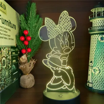 Kawaii Minnie Mouse 3D, Anime Številke Disney Nočne Luči Barva Spreminja, Ukrep Figurals Model Lutka Zbiralec Juguetes Igrače Figma