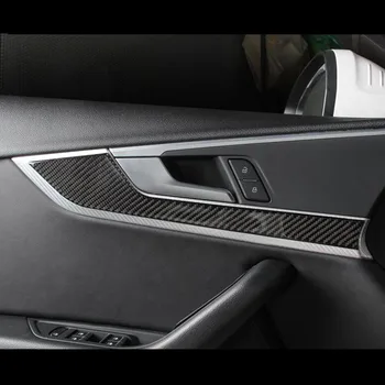 Ogljikovih Vlaken Notranja Vrata Plošča Dekorativni Pokrov Trim Za Audi A4 B9 2017-2019 Avto Styling Vrat Ročaj Nalepke Auto Dodatki