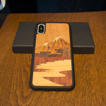 Gorsko handcraft preplete klasičnih pravega lesa primeru mobilni telefon za IPhone 6 s 7 8 plus X S retro hard poslovni telefon lupini