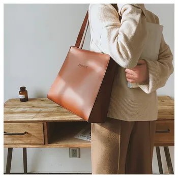 Jeseni in pozimi veliko zmogljivosti torba retro torbici 2020 novo preprosta modna mehko usnje, ramenski tote vrečko