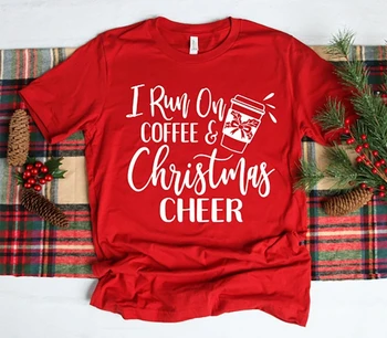 Naletel sem na Kavo in Božič, Ženske Božič srajco, Počitnice srajco, Počitnice Darila, Božični, Rdeče Božič majica-K616