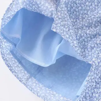 Ženske bluzo 2021 šifon vintage bluze ruffle dame vrhovi ulične puff rokav vrh elegantno cvetlični krilo korejski oblačila modra