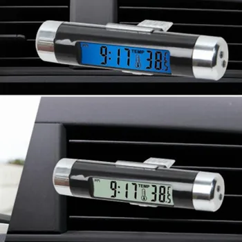 Avto Zrak Vtičnico Posnetek LCD Elektronski Watch Temperatura Kombinacija Avtomobila Notranja Elektronska Ura uro Avto Dodatki Brez Baterije