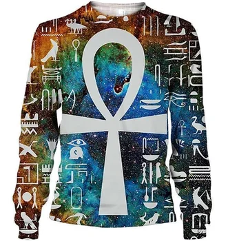 Horus Egipčanski Križ Ankh Galaxy in Simbolov 3D Tiskanja Moški pulover s kapuco Harajuku Moda Hooded Majica Ulica Suknjič Unisex hoodies