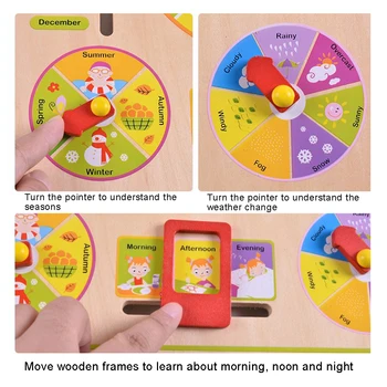 Montessori Vremenski koledar ura Lesene Igrače Koledar Ura Čas Spoznavanja Predšolskih Vzgojnih Pripomočkov za Poučevanje Igrače Za Otroke