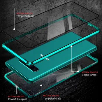 Zasebnost Steklo Ohišje za Samsung Galaxy S10 S8 S9 Plus Kovinskih Magnetnih Kaljeno Steklo Anti-peeping Pokrovček Za Samsung S10 Plus S10+