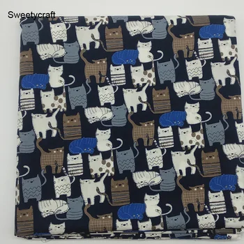 110x45cm Risanke Mačka Tiskane Bombažne Tkanine, Quilting Telas Por Metro Mozaik Algodon Domačega Tekstilnega Posteljnina Krpo Šivanje Tissus