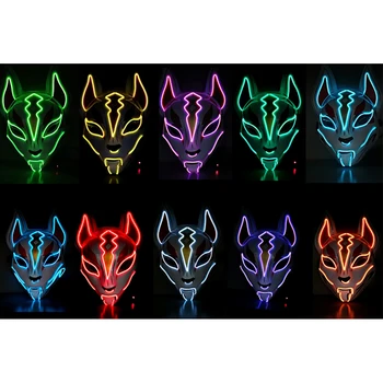 LED Masko Fox Poln Obraz Neon Maske za Luči Led Masko Halloween Party Maske Masque Glow in The Dark Horror Masko Žareče Masker Purge