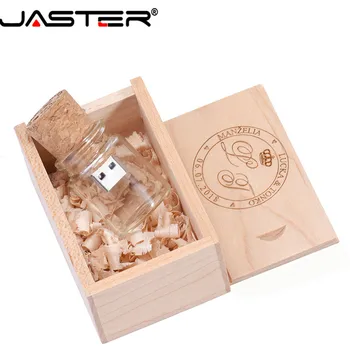 JASTER lesa box +, ki želijo steklenico USB 2.0 flash disk 8GB 16GB 32GB 64GB stekla memory stick viseče steklenico U disk poročno darilo