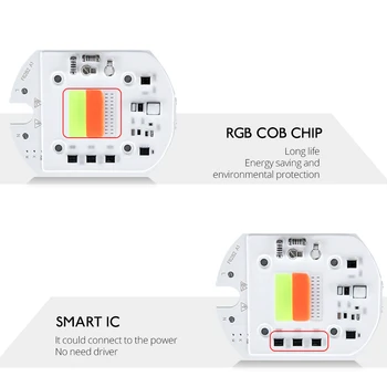 50 W COB LED Lučka Smart IC Auto RGB Diod Matrika Matrika Žarnice 110V 220V Prostem Pozornosti Žaromet Za Kvadratni Krajine