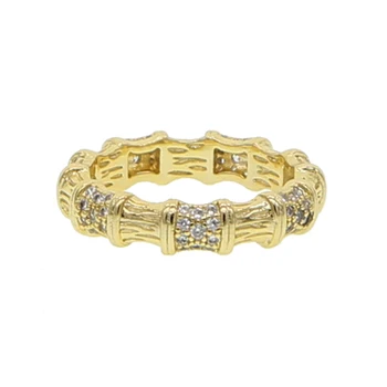 Cz bambusa večnost band ring Zlato, ki je Napolnjena letnik Sodobne Ženske zlaganje prst prstan NAS velikosti 6 7 8
