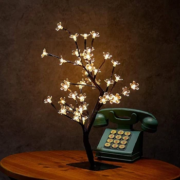 24/36/48 LED Češnjev Cvet Drevo Svetlobe Desk Top Bonsaj Light Crystal Cvet Tabela Svetilka za Domačo Stranko Poroko Božični Dekor