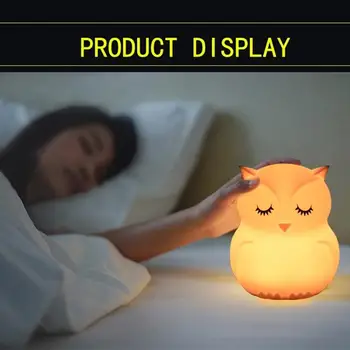 Sova LED Nočna Lučka Daljinsko upravljanje Touch Senzor 9 Barve Zatemniti Časovnik USB Risanka Silikonski Postelji Lučka za Otroke, Otroci Baby