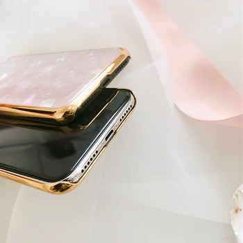 Electroplate Zlati PC Trdi Marmor Roza Ohišje za iPhone 6 6s 7 Plus 8 8 Plus X Srčkan Telefon Primeru Coque Nazaj Kritje Za iPhone 8