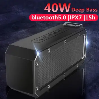 Bluetooth Zvočnik 40W Prenosni Stolpec Bluetooth Soundbar za Računalnik Super Bass Stereo Shockproof Neprepusten Boom Box 15 Ur