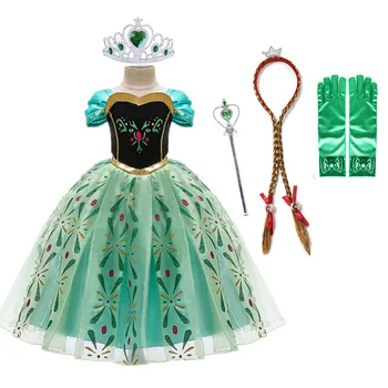 Ana Dekleta Obleko za Otroka Otroci Sneg Kraljica Kostum z Lasuljo Krono Otrok Rojstni dan Princesa Obleke Halloween Obleko