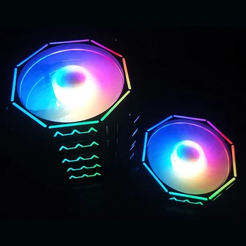 COOLMOON RGB Ohišje Ventilatorja, 12 cm Tiho Poligonske Svetlobe Znotraj in Zunaj+Music Krmilnik Računalnik Hladilni Ventilator CPU Ventilator (6 Kosov)
