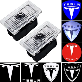 2-4 KOS LED Avtomobilska Vrata, Logotip Projektor Luč Za Tesla Model S 3 X Y Emblem Shadow HD Laser z Dovoljenjem Dobrodošli Lahka 3D Avto Styling