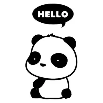 Srčkan Panda Pozdravljeni Mehurček Risanka Pvc Avto Nalepke Avto Steklo Nalepke Kritje Nič Avto Styling Nalepke, Črna/bela, 13 cm*7 cm