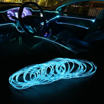 FORAUTO 5 Metrov Avto Notranje luči Auto LED Trak EL Žičnih Vrvi Auto Vzdušje Dekorativne Svetilke Prilagodljiv Neon Luči DIY