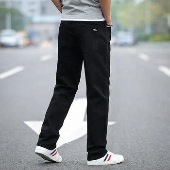 2020 Novih Moških Klasične Ravne Črne Jeans, Moda Business Casual Elastična Ohlapne Hlače Moški blagovna Znamka Hlače Plus Velikost 40 42 44