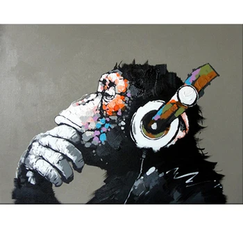 Barvanje Z Številkami DIY Dropshipping 40x50 50x65cm Vinjenim glasbe opica Živali Platno Poročno Dekoracijo slikah Darilo