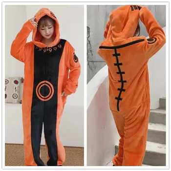 Anime Naruto Akatsuki Pižamo Jumpsuits Poletje Zima Flanela Plišastih Odraslih Cosplay Kostum