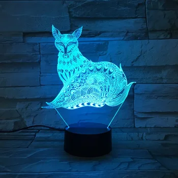 3D Fox Lučka LED Nočne z Dotik namizne Svetilke kot Otroci Darila 7 Barve Spremenijo Dom Stranka Dekor USB Ali Polje Baterije Ponudbe
