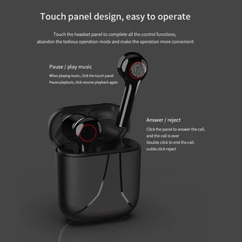 TWS Brezžične Slušalke Bluetooth 5.0 Stereo Slušalke za V Uho Šport Prostoročno Slušalka Z Mikrofonom Polnjenje Stroka Za iPhone Xiaomi