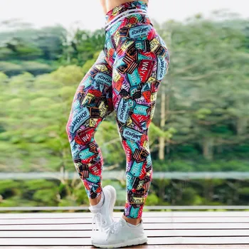 Nova Zasnova Ženske dokolenke Seksi Visoko Pasu Print Legging Stretch Dihanje Ženske Push Up Fitnes Slim hlače uvježbavanje dokolenke