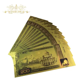 10pcs/veliko 2018 Nov Model Za Rusijo Bankovec za 200 Rubljev Bankovcev v 24k pozlačeni Ponarejenega Denarja, kot Darila
